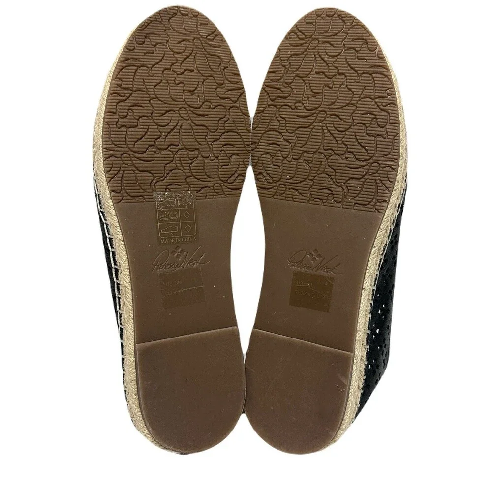 NEW Patricia Nash Womens Size 8 Black Leather Elena Perforated Espadrille Flats